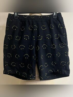 Sandro Smiley Printed French Terry Cotton Shorts Size Medium